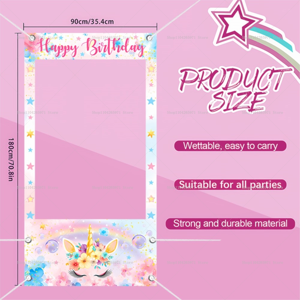 Unicorn Theme Photo Booth Fram - Baby Zebra Clothing ulasan dan harga