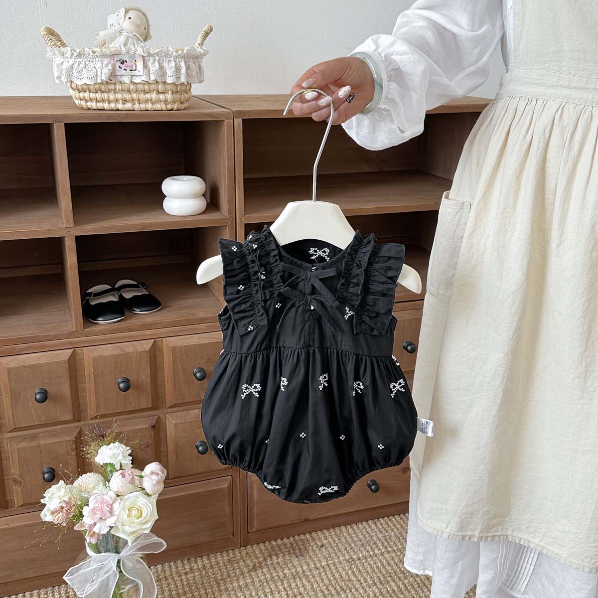 Baby Girl Black Bow Print Romp - Baby Clothing Online ulasan dan harga