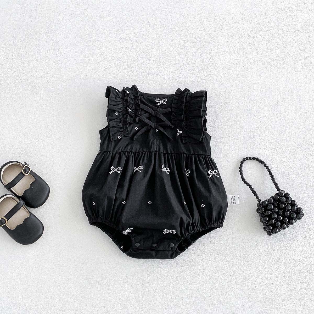 Baby Girl Black Bow Print Romp - Baby Clothing Online ulasan dan harga